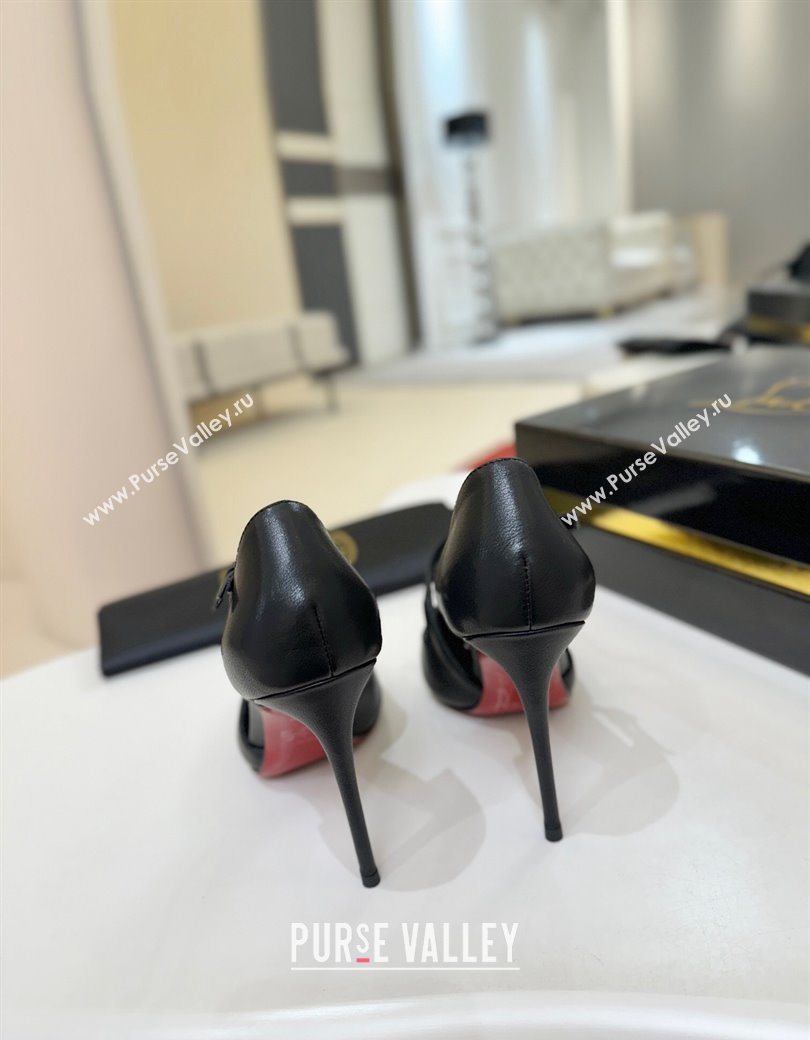 Christian Louboutin Miss Ziggyta Heel Pumps 10cm with Strap in Leather Black 2025 (MD-251209091)