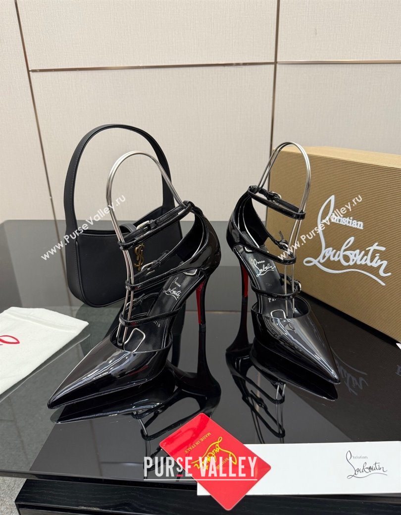 Christian Louboutin Patent Leather Pumps with Trible Straps Black 2025 CL120902 (MD-251209118)