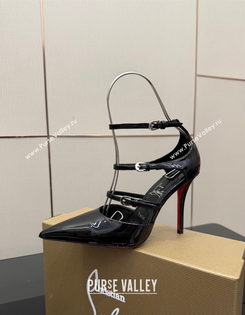 Christian Louboutin Patent Leather Pumps with Trible Straps Black 2025 CL120902 (MD-251209118)