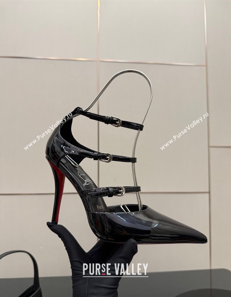 Christian Louboutin Patent Leather Pumps with Trible Straps Black 2025 CL120902 (MD-251209118)