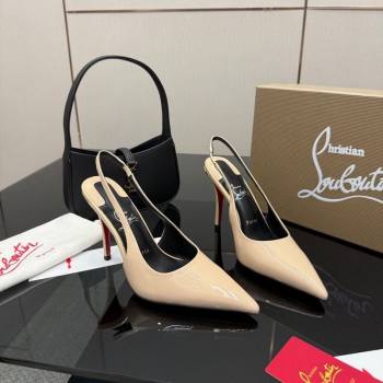 Christian Louboutin Patent Leather Slingbacks Pump Nude 2025 CL120903 (MD-251209119)