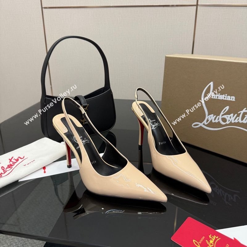 Christian Louboutin Patent Leather Slingbacks Pump Nude 2025 CL120903 (MD-251209119)
