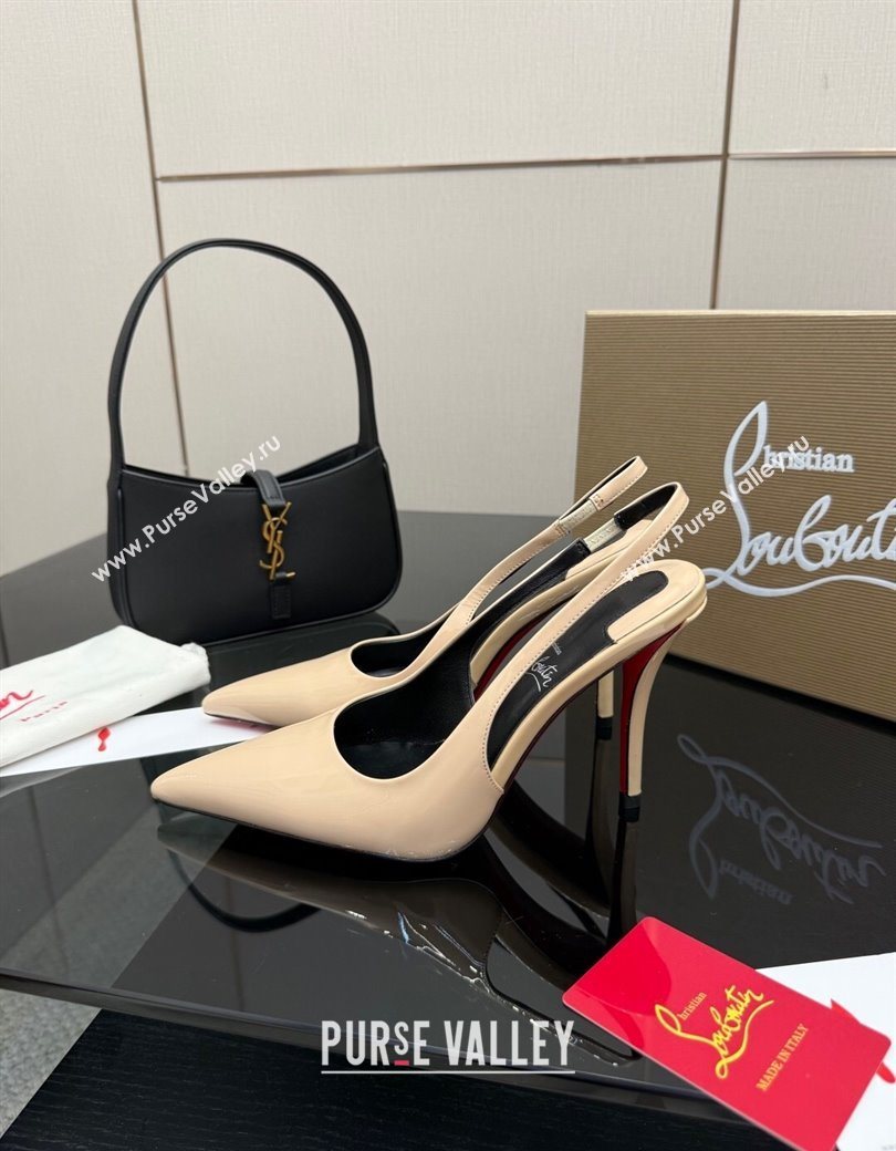 Christian Louboutin Patent Leather Slingbacks Pump Nude 2025 CL120903 (MD-251209119)