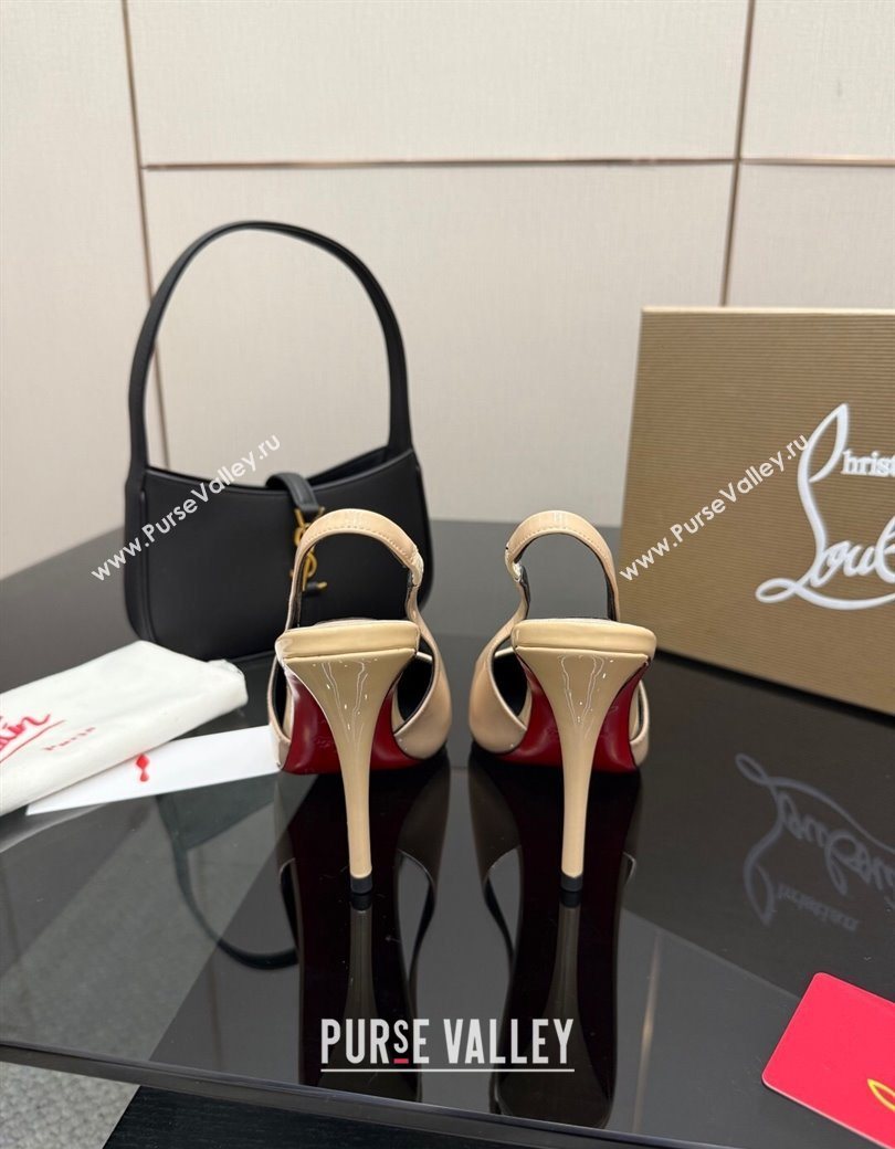 Christian Louboutin Patent Leather Slingbacks Pump Nude 2025 CL120903 (MD-251209119)