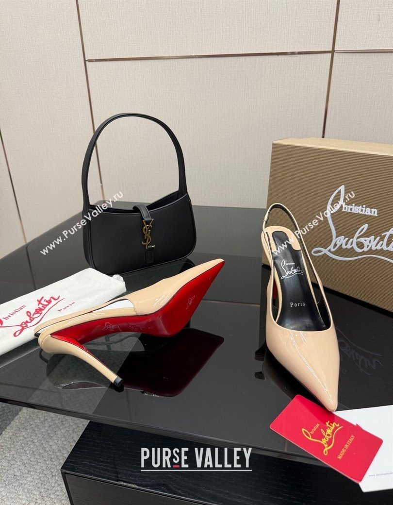 Christian Louboutin Patent Leather Slingbacks Pump Nude 2025 CL120903 (MD-251209119)