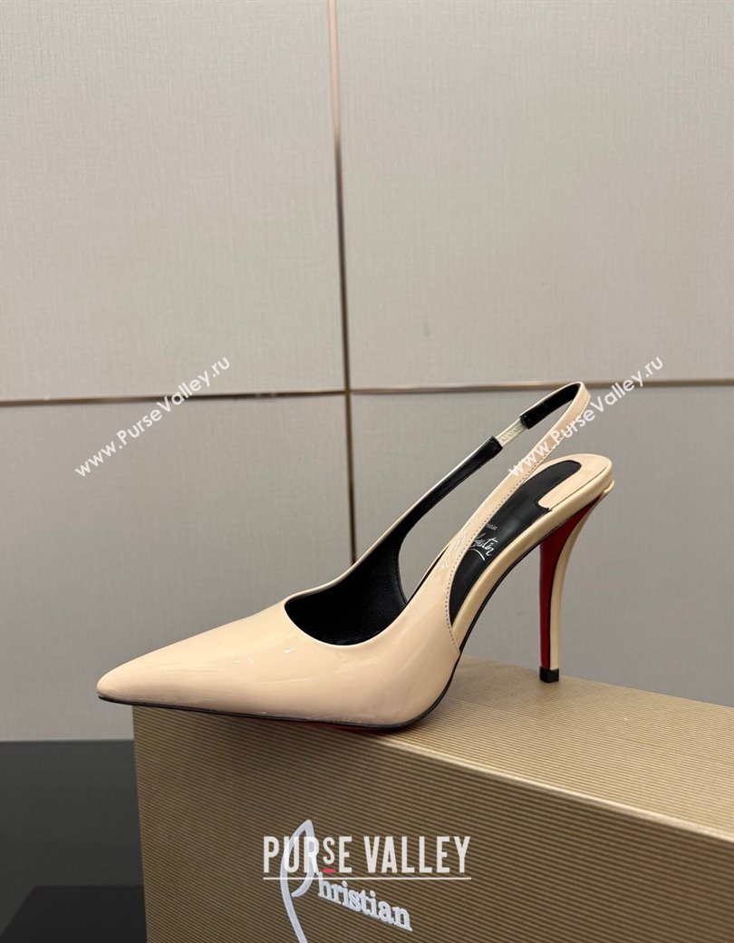 Christian Louboutin Patent Leather Slingbacks Pump Nude 2025 CL120903 (MD-251209119)