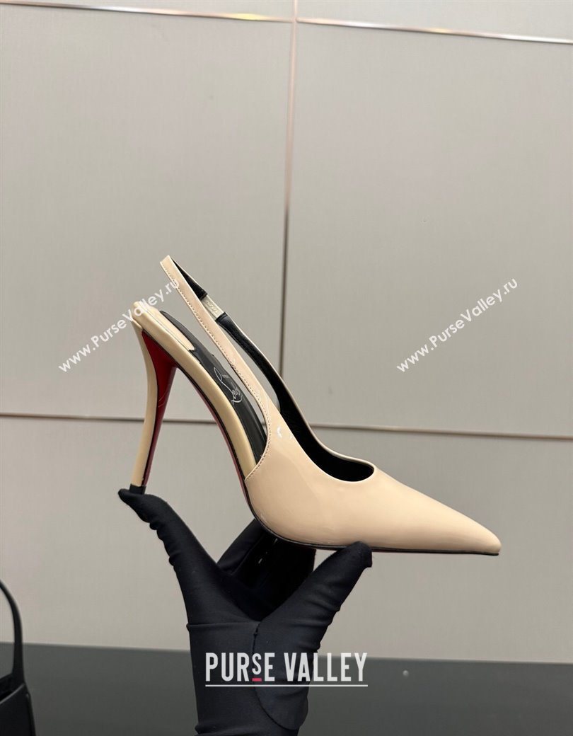 Christian Louboutin Patent Leather Slingbacks Pump Nude 2025 CL120903 (MD-251209119)