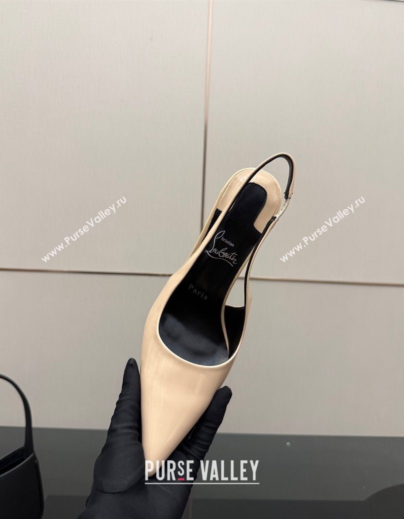 Christian Louboutin Patent Leather Slingbacks Pump Nude 2025 CL120903 (MD-251209119)