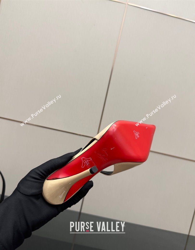 Christian Louboutin Patent Leather Slingbacks Pump Nude 2025 CL120903 (MD-251209119)