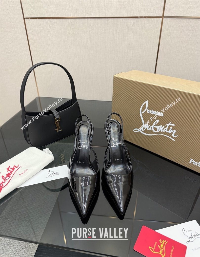 Christian Louboutin Patent Leather Slingbacks Pump Black 2025 CL120903 (MD-251209123)