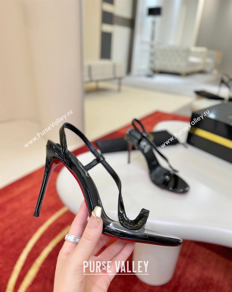 Christian Louboutin Rosalie Heel Sandals 8.5cm in Patent Leather Black 2026 0225 (MD-260225105)