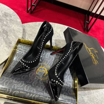 Christian Louboutin Duvette Strass Pumps 10cm in Suede and Patent Leather Black 2026 0225 (MD-260225108)