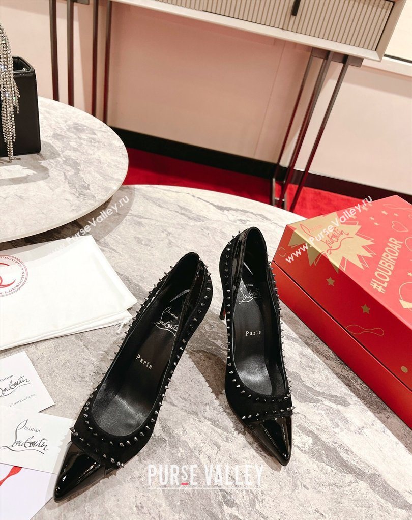 Christian Louboutin Iriza Pumps 10cm in Suede and Patent Leather Black 2026 0225 (MD-260225109)