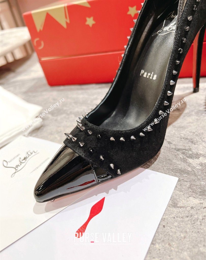 Christian Louboutin Iriza Pumps 10cm in Suede and Patent Leather Black 2026 0225 (MD-260225109)