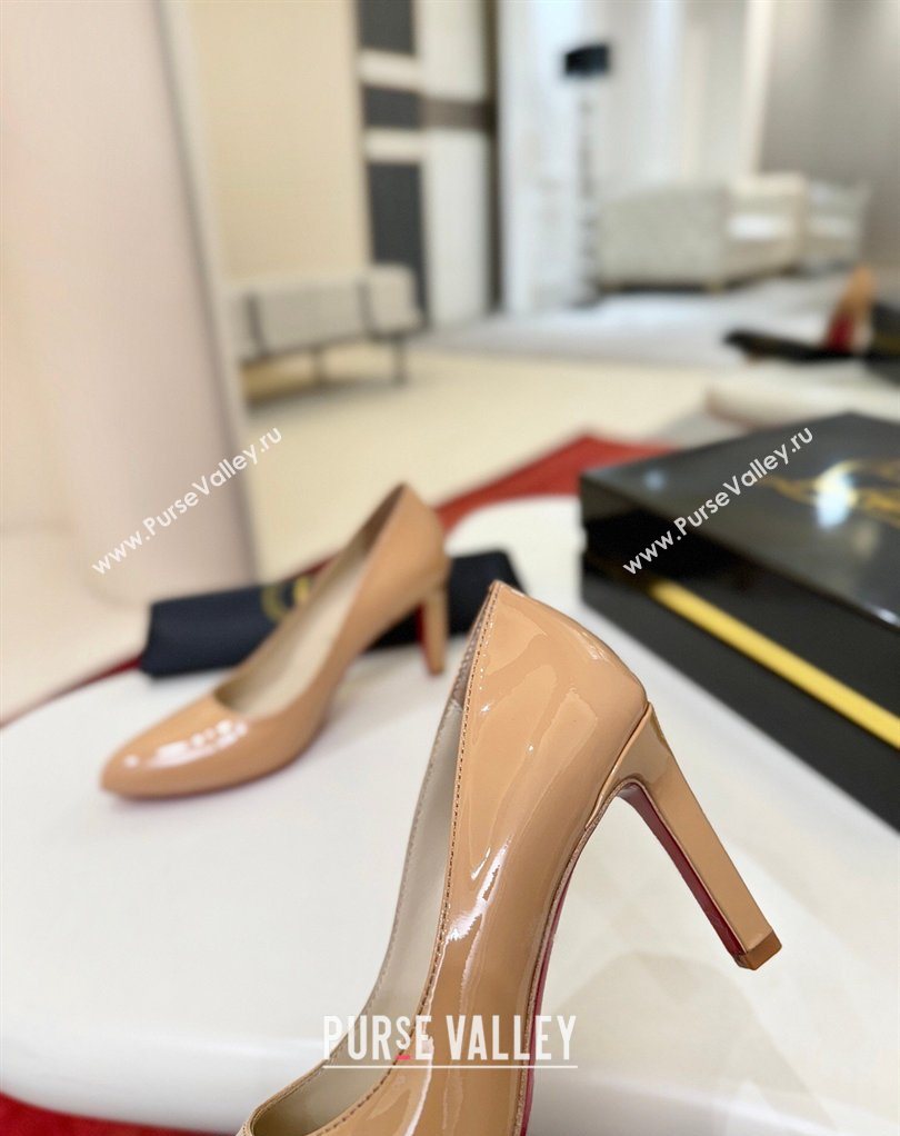 Christian Louboutin Fannylove Pumps 8.5cm in Patent Leather Nude 2026 0225 (MD-260225099)