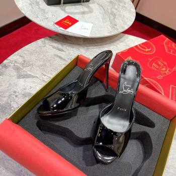 Christian Louboutin Me Dolly Heel Slides Sandal 10cm in Patent Leather Black 2026 0225 (MD-260225084)