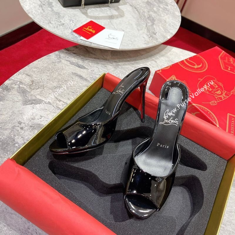 Christian Louboutin Me Dolly Heel Slides Sandal 10cm in Patent Leather Black 2026 0225 (MD-260225084)