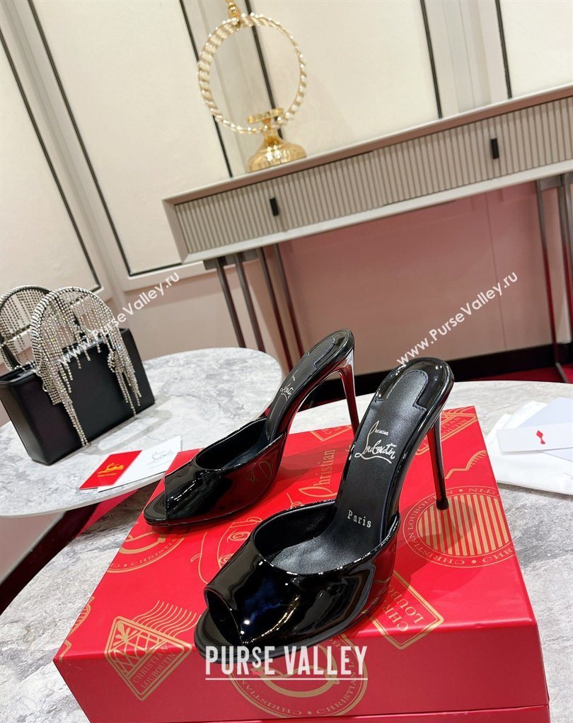 Christian Louboutin Me Dolly Heel Slides Sandal 10cm in Patent Leather Black 2026 0225 (MD-260225084)