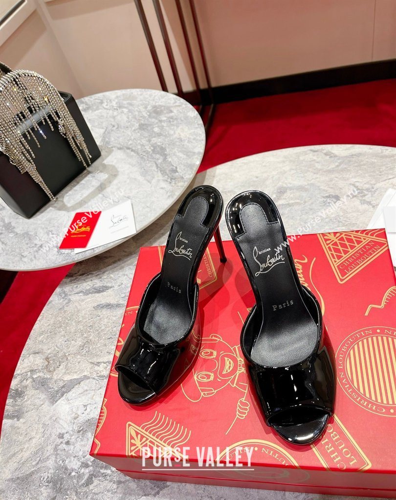 Christian Louboutin Me Dolly Heel Slides Sandal 10cm in Patent Leather Black 2026 0225 (MD-260225084)