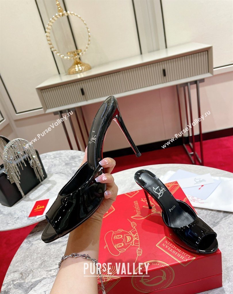 Christian Louboutin Me Dolly Heel Slides Sandal 10cm in Patent Leather Black 2026 0225 (MD-260225084)