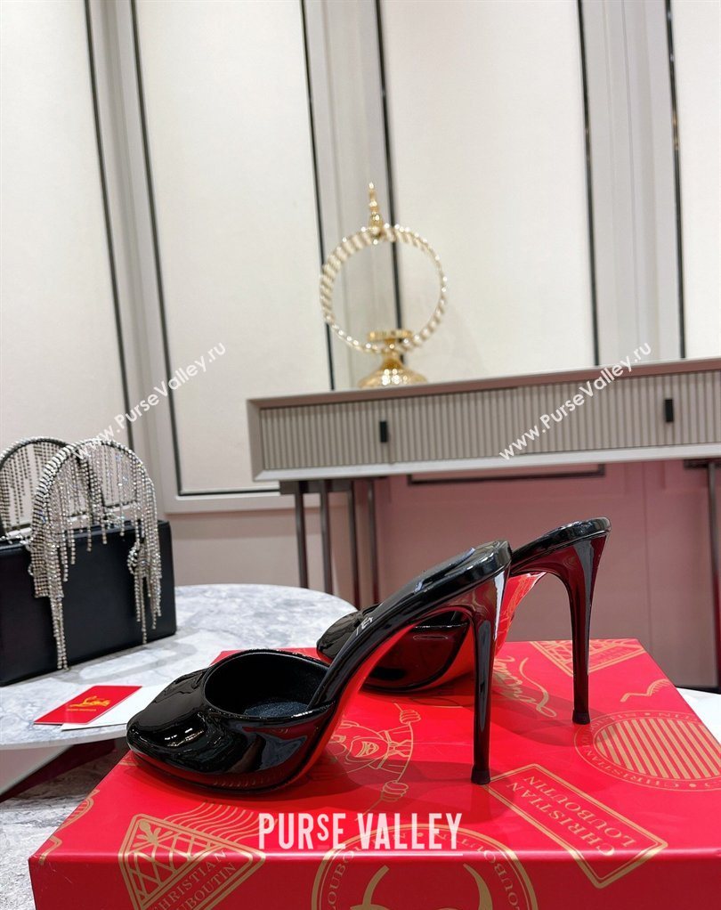 Christian Louboutin Me Dolly Heel Slides Sandal 10cm in Patent Leather Black 2026 0225 (MD-260225084)
