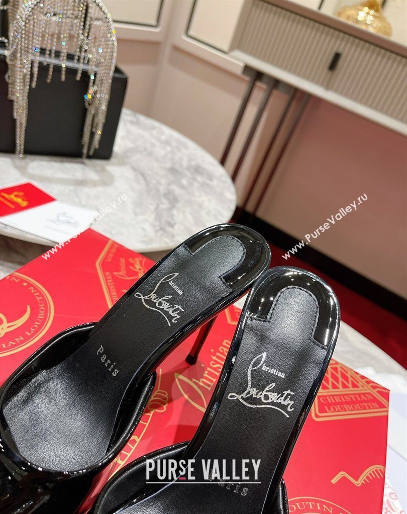 Christian Louboutin Me Dolly Heel Slides Sandal 10cm in Patent Leather Black 2026 0225 (MD-260225084)