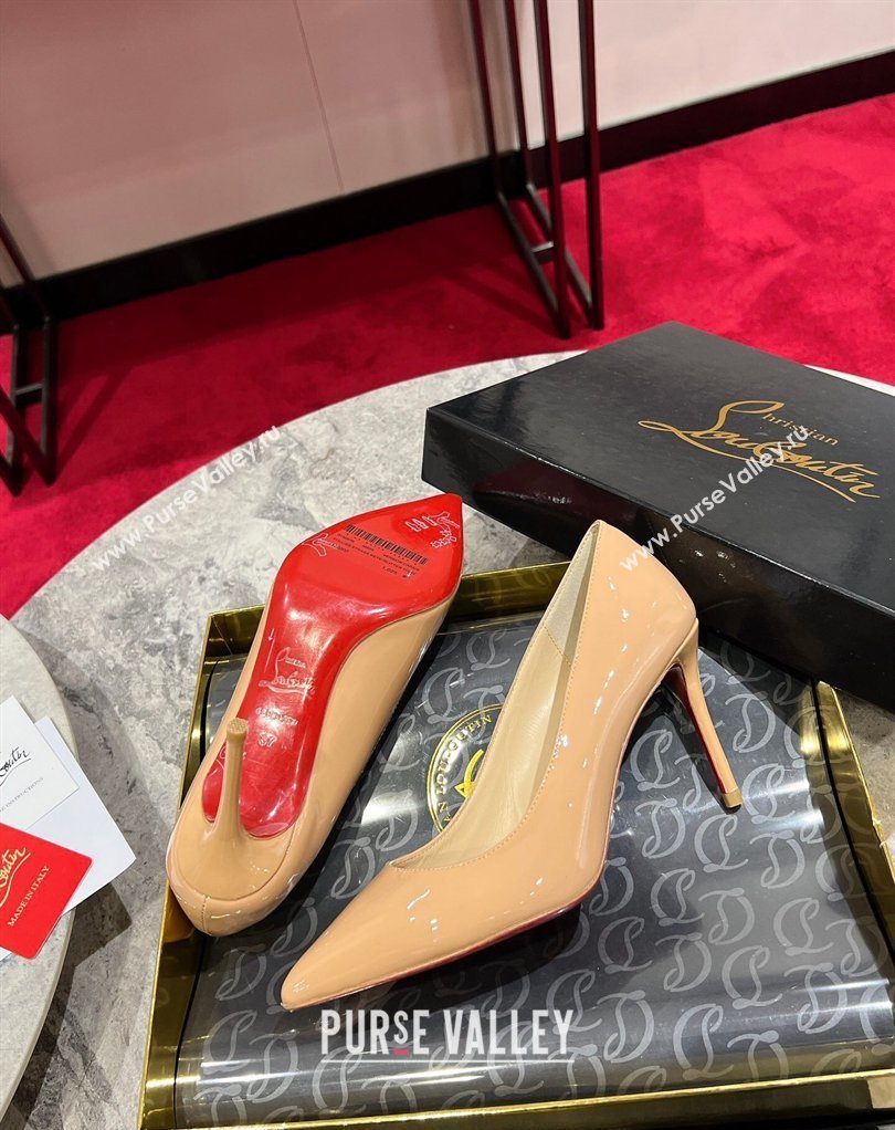 Christian Louboutin Kate Pumps 10cm in Patent Leather Nude 2026 0225 (MD-260225076)