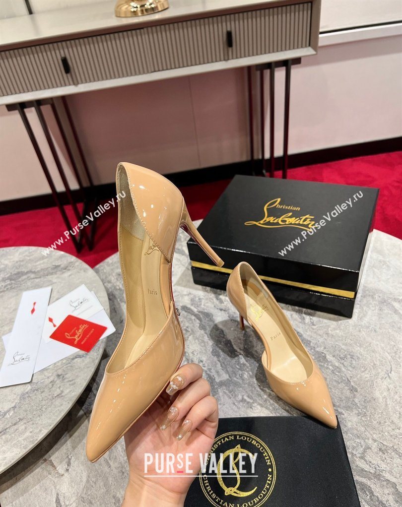 Christian Louboutin Iriza Pumps 8.5cm in Patent Leather Nude 2026 0225 (MD-260225081)