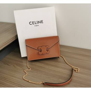 Celine Triomphe Leather Chain Mini Bag Brown 2026 10J733 (BL-260411060)