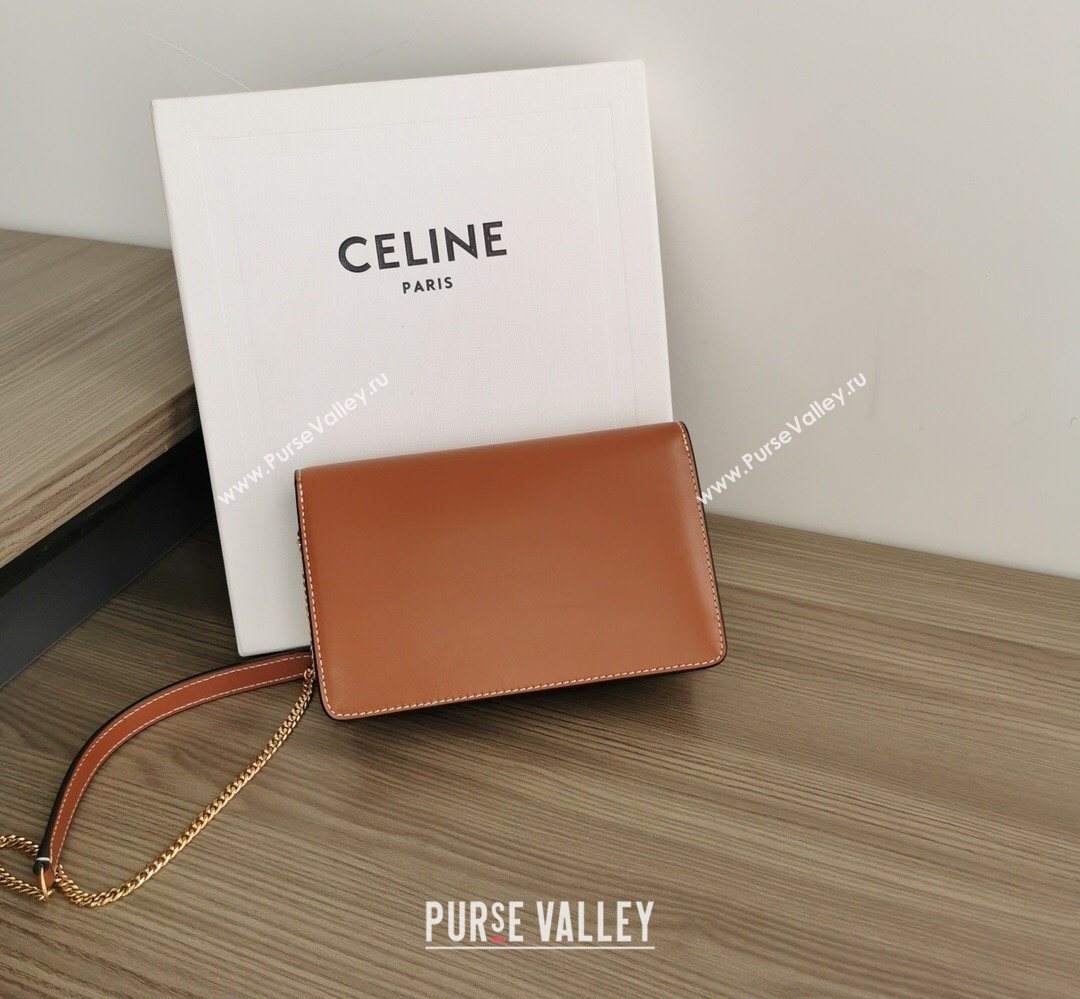 Celine Triomphe Leather Chain Mini Bag Brown 2026 10J733 (BL-260411060)