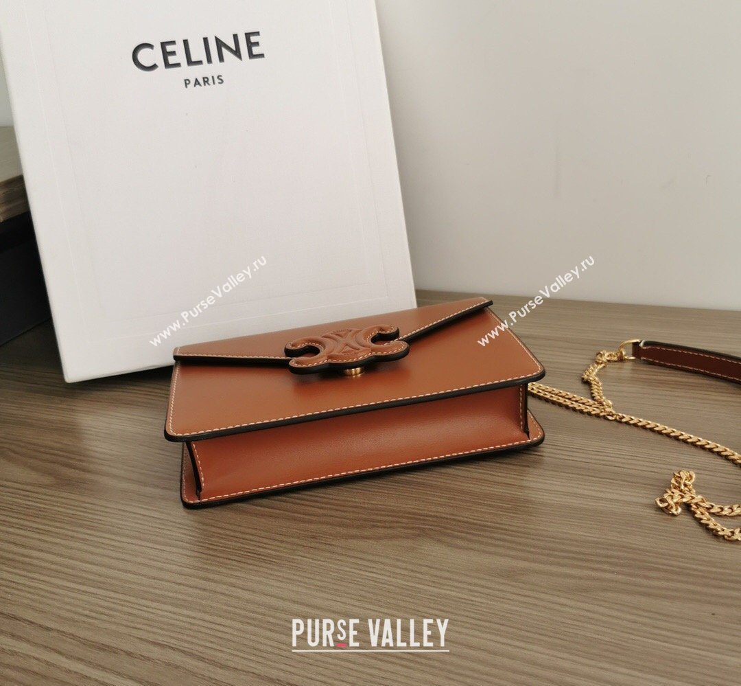 Celine Triomphe Leather Chain Mini Bag Brown 2026 10J733 (BL-260411060)