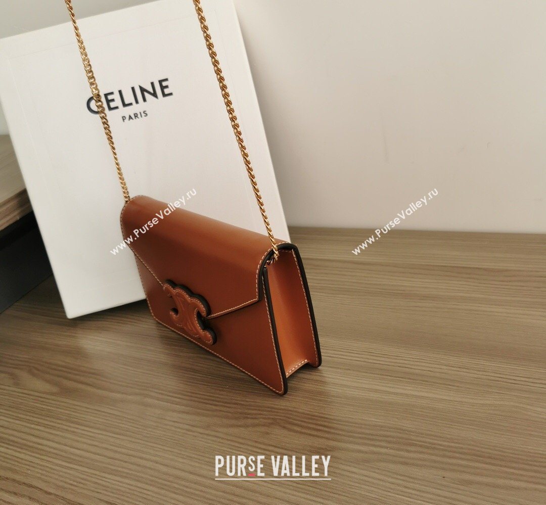 Celine Triomphe Leather Chain Mini Bag Brown 2026 10J733 (BL-260411060)