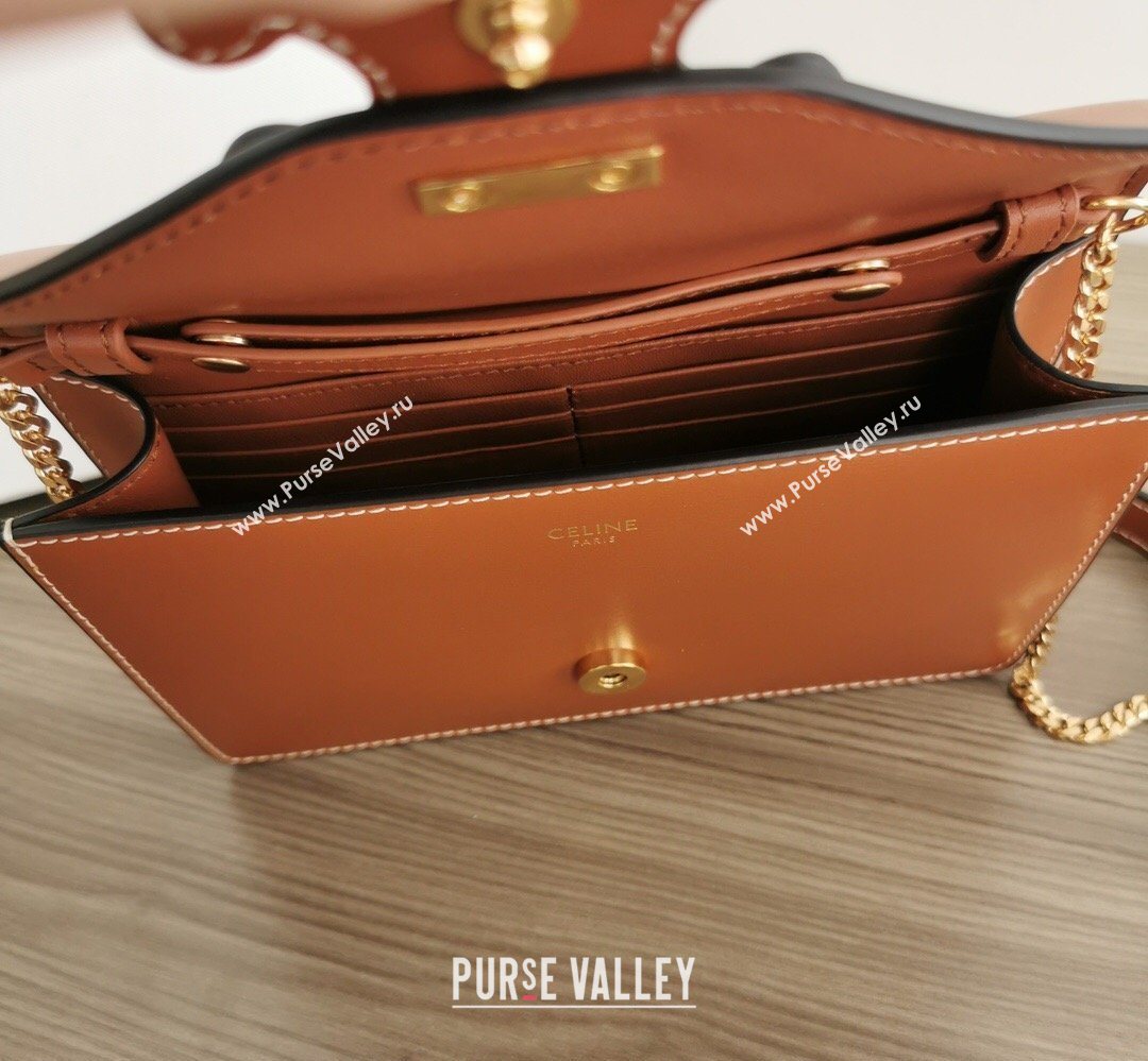 Celine Triomphe Leather Chain Mini Bag Brown 2026 10J733 (BL-260411060)