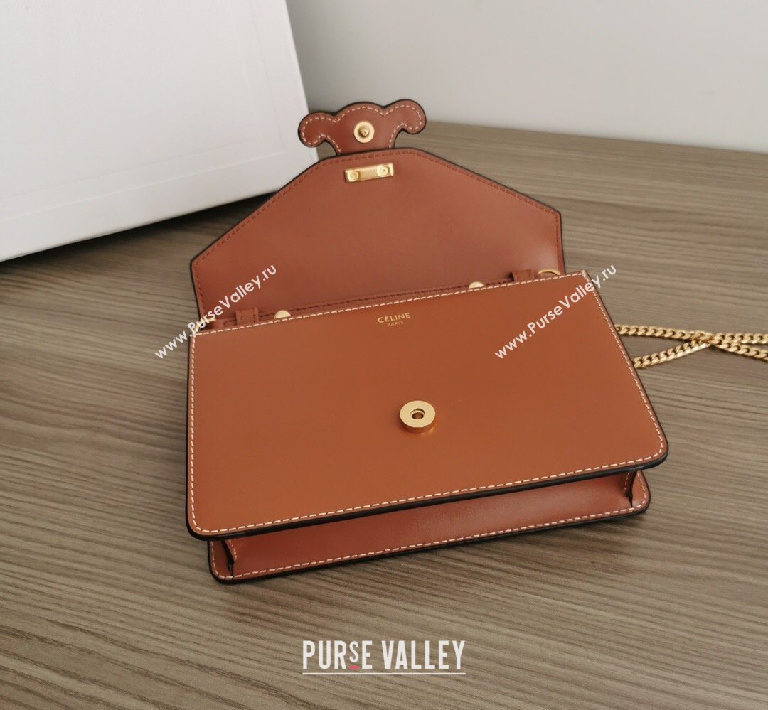 Celine Triomphe Leather Chain Mini Bag Brown 2026 10J733 (BL-260411060)