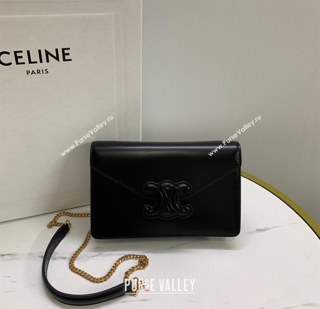 Celine Triomphe Leather Chain Mini Bag Black 2026 10J733 (BL-260411059)