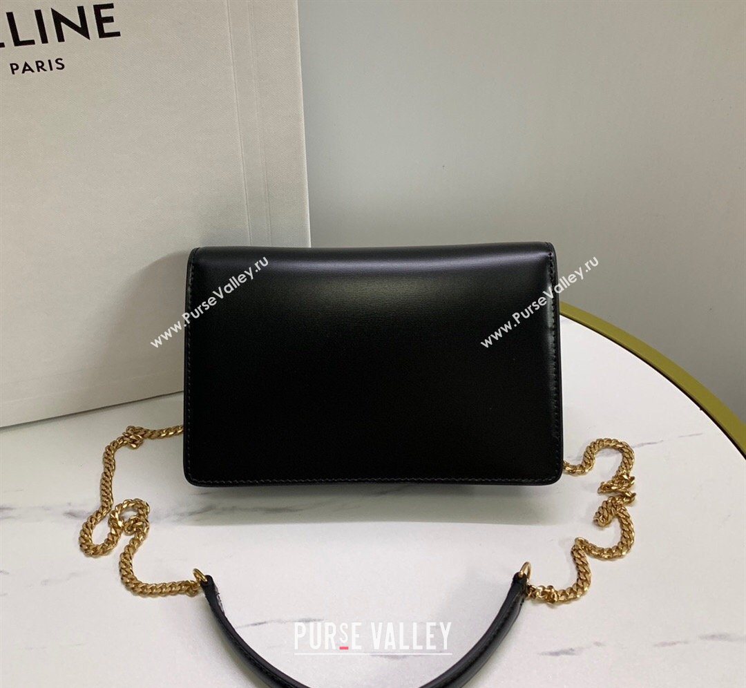 Celine Triomphe Leather Chain Mini Bag Black 2026 10J733 (BL-260411059)