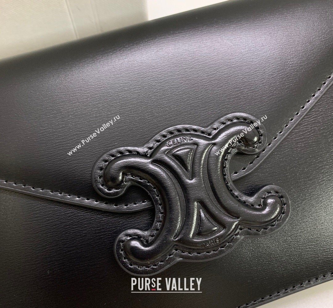 Celine Triomphe Leather Chain Mini Bag Black 2026 10J733 (BL-260411059)