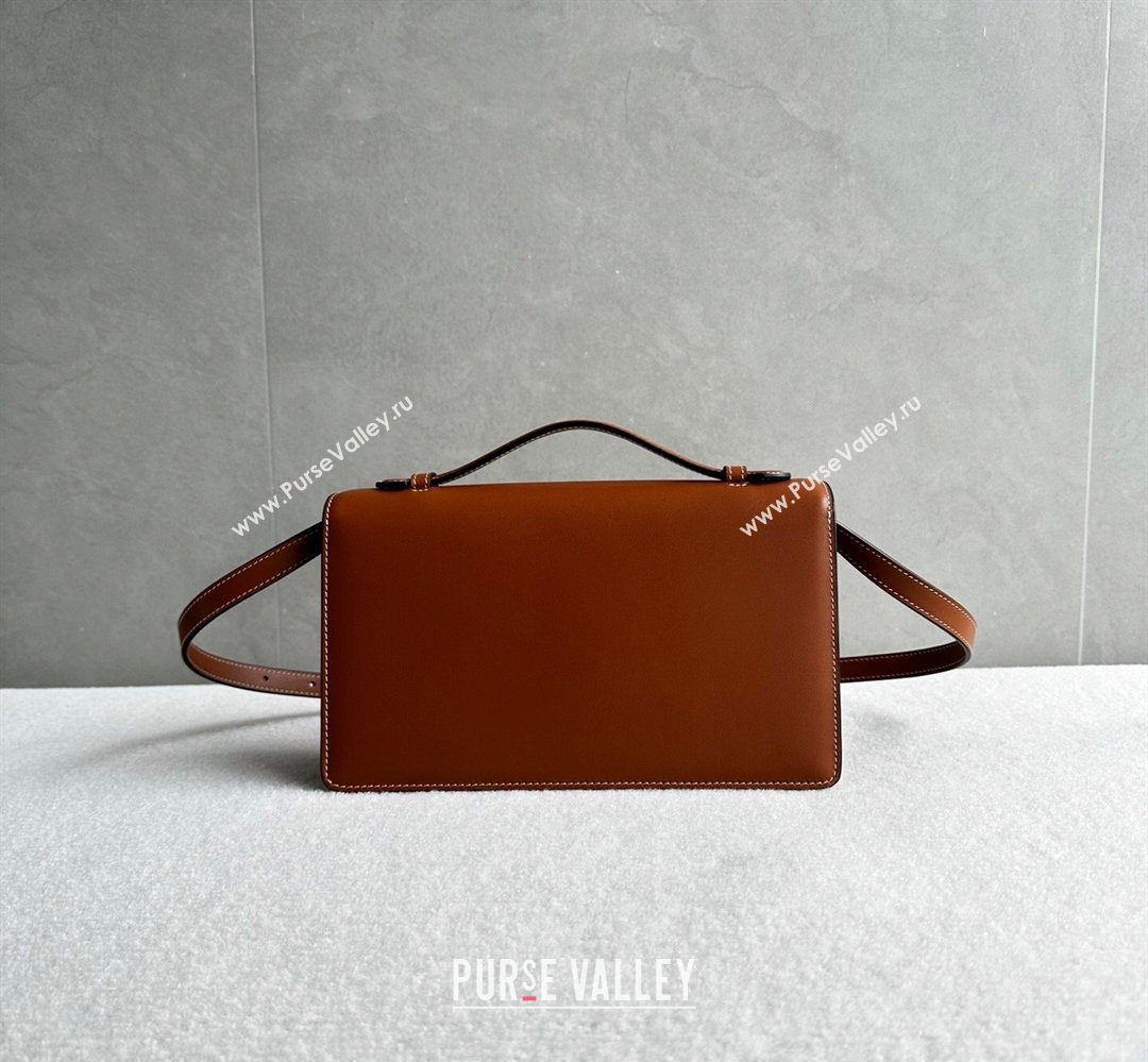 Celine Triomphe Folio Medium Bag in Calfskin Leather Tan Brown 2026 102382 (BL-260411065)