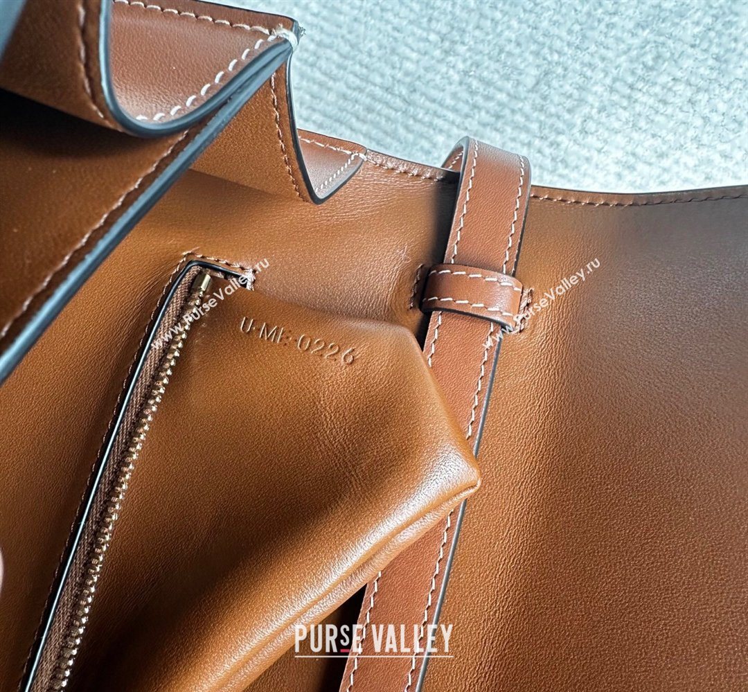 Celine Triomphe Folio Medium Bag in Calfskin Leather Tan Brown 2026 102382 (BL-260411065)