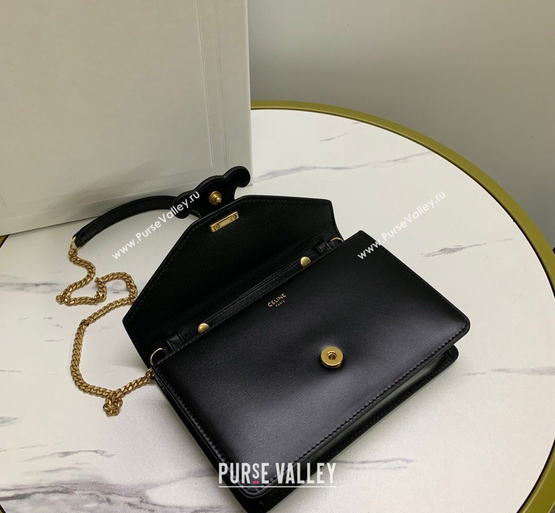 Celine Triomphe Leather Chain Mini Bag Black 2026 10J733 (BL-260411059)