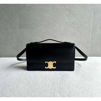 Celine Triomphe Folio Medium Bag in Calfskin Leather Black 2026 102382 (BL-260411066)
