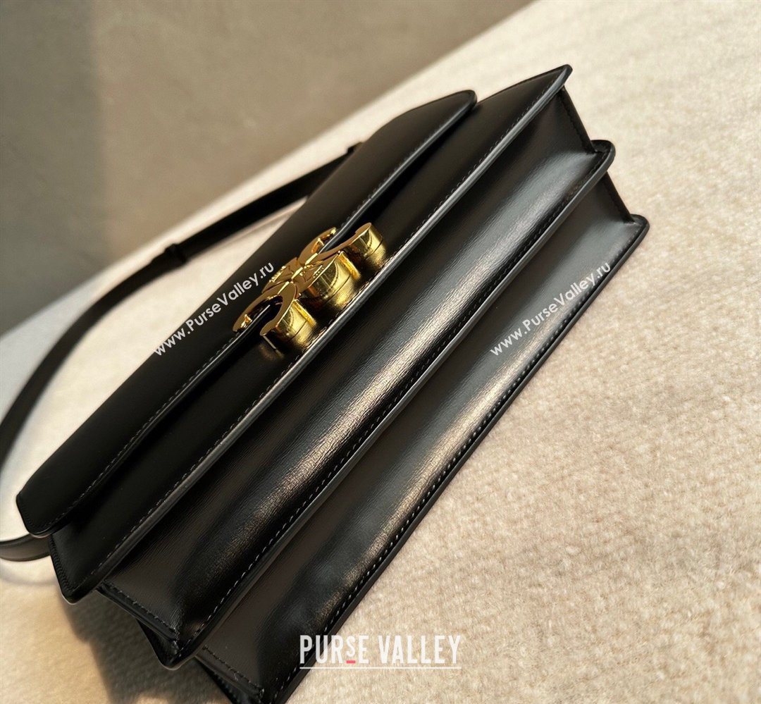 Celine Triomphe Folio Medium Bag in Calfskin Leather Black 2026 102382 (BL-260411066)