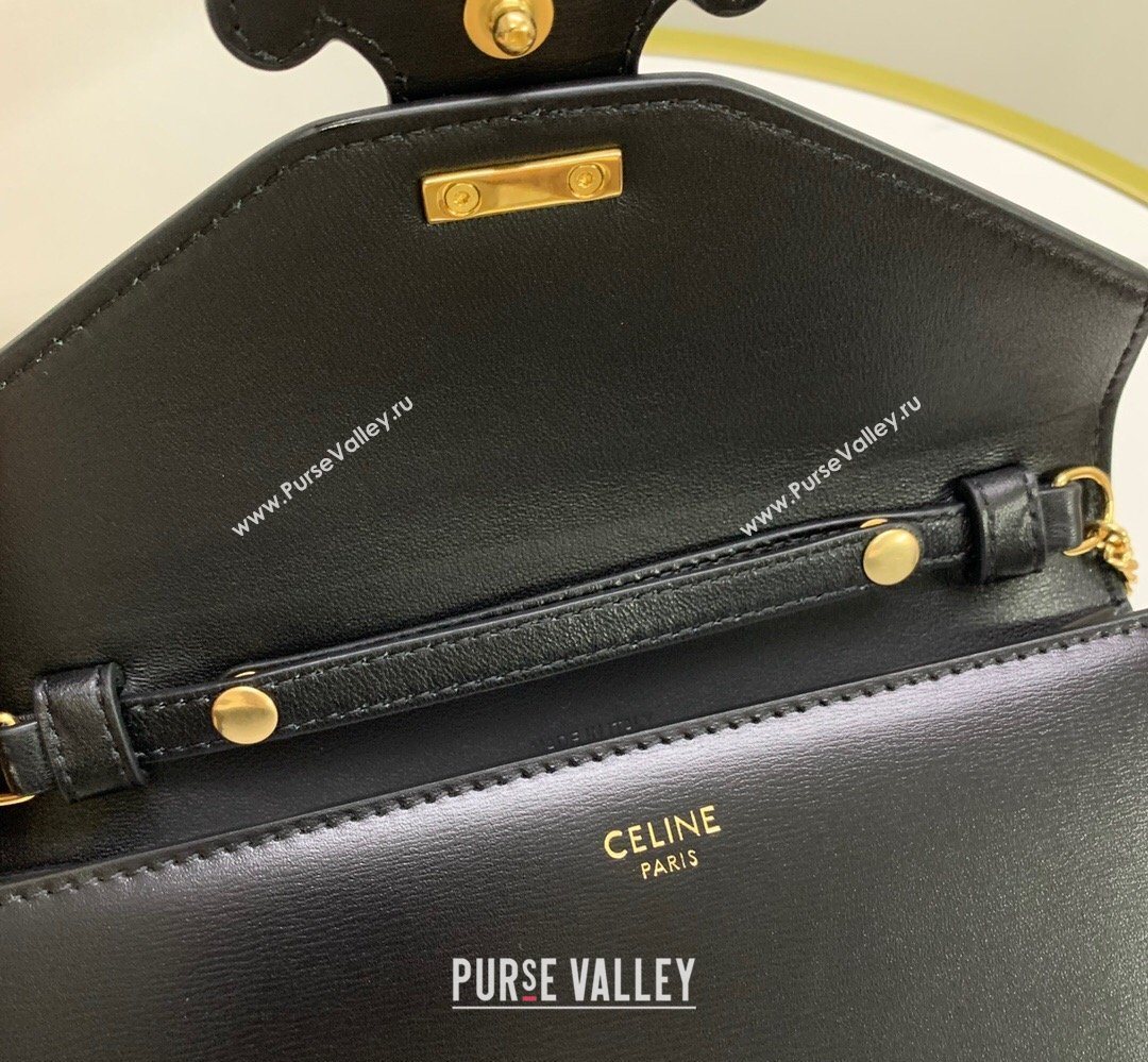 Celine Triomphe Leather Chain Mini Bag Black 2026 10J733 (BL-260411059)