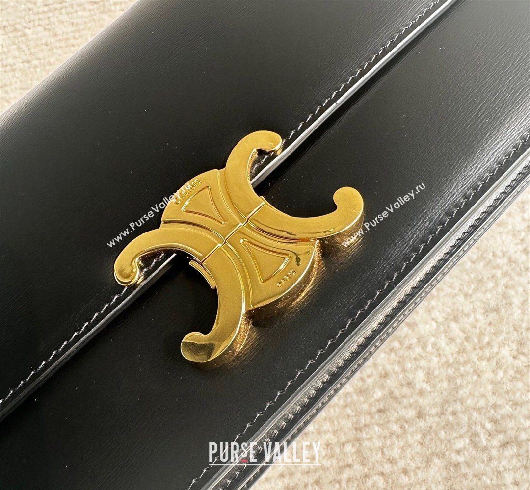 Celine Triomphe Folio Medium Bag in Calfskin Leather Black 2026 102382 (BL-260411066)