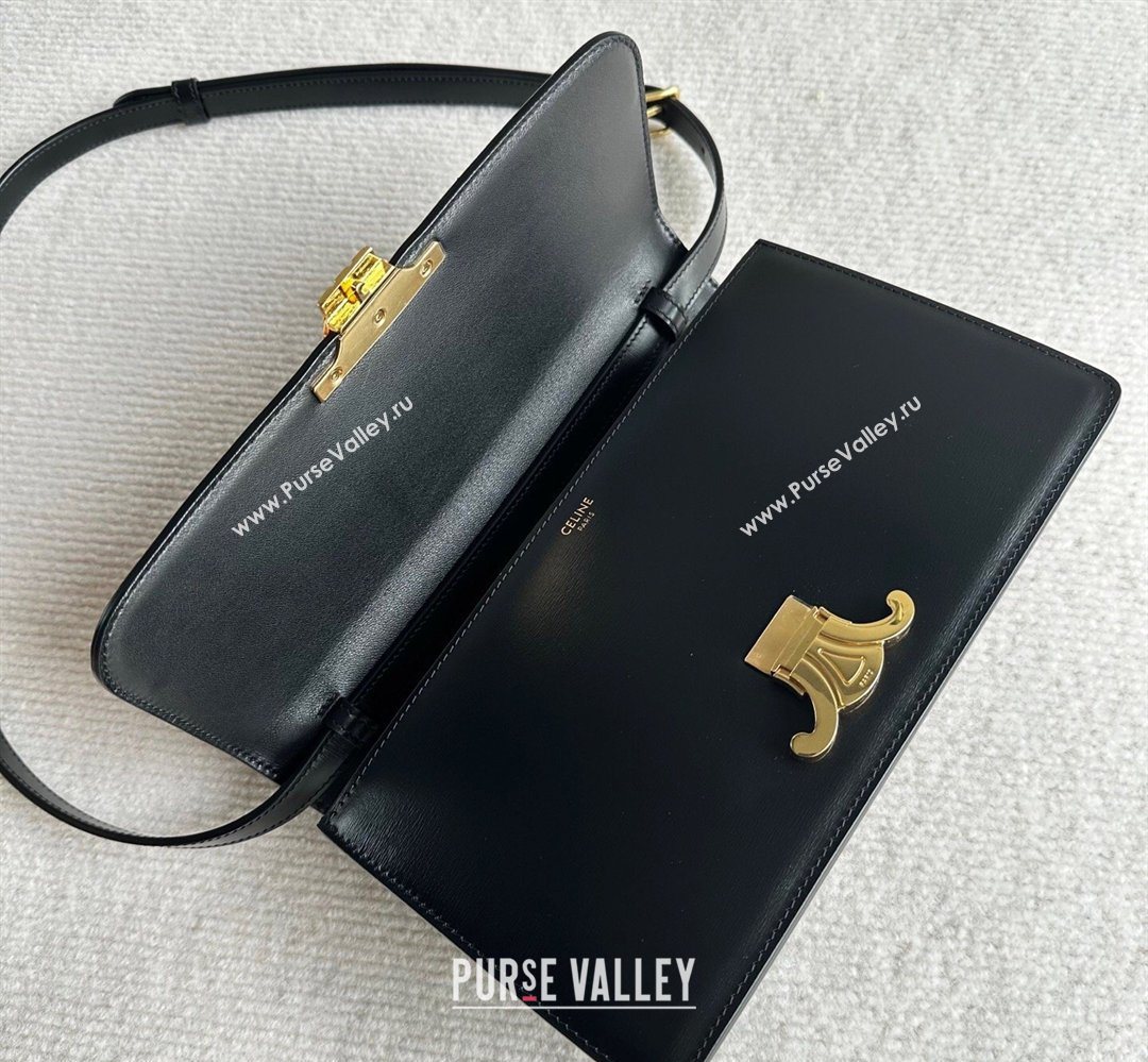 Celine Triomphe Folio Medium Bag in Calfskin Leather Black 2026 102382 (BL-260411066)