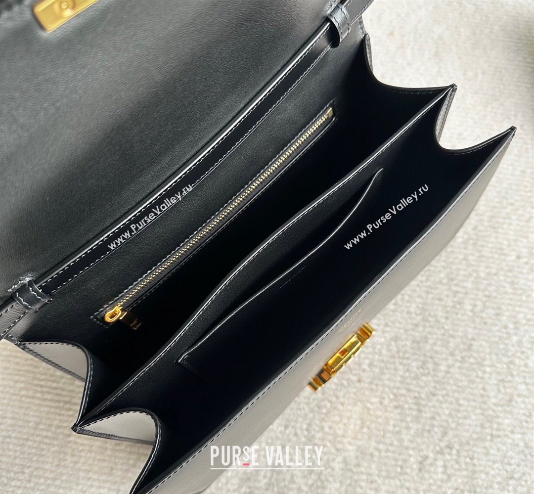 Celine Triomphe Folio Medium Bag in Calfskin Leather Black 2026 102382 (BL-260411066)