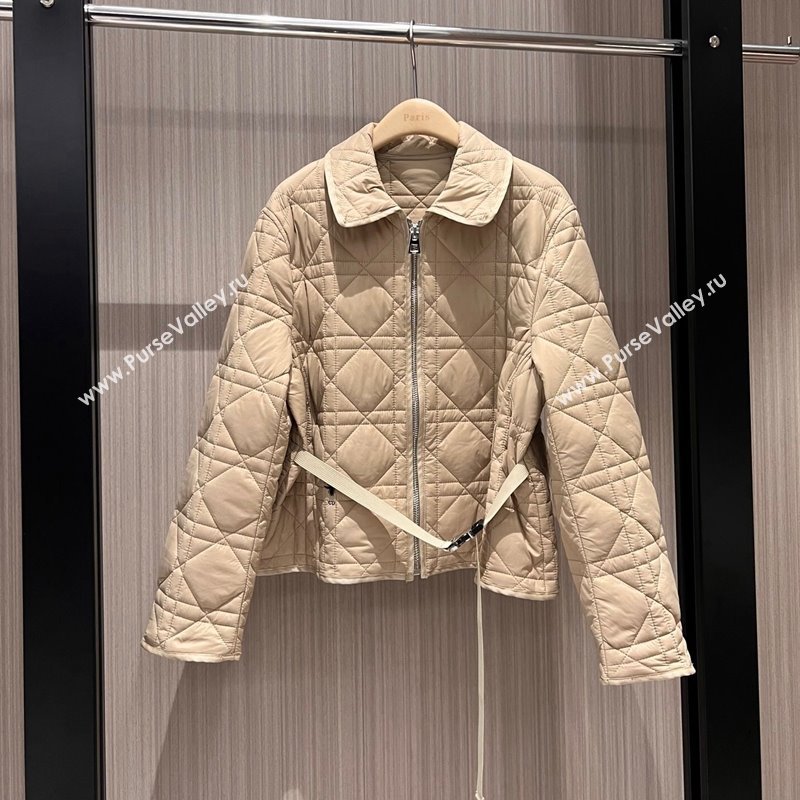 Dior Oblique Padded Jacket with Belt Beige 2024 1219 (QI-241219002)