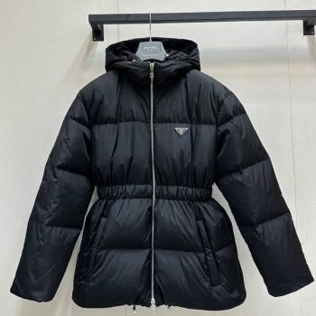 Prada Nylon Belted Down Jacket Black 2024 121902 (QI-241219008)