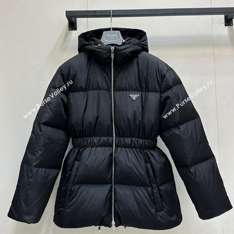 Prada Nylon Belted Down Jacket Black 2024 121902 (QI-241219008)