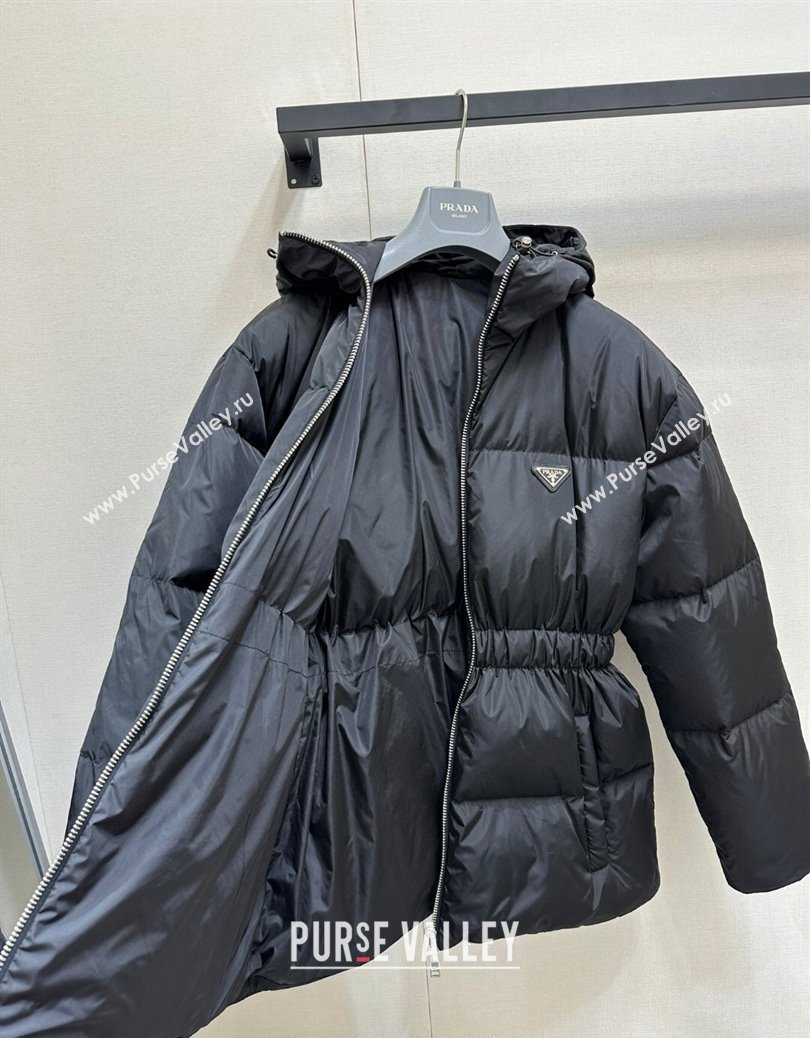 Prada Nylon Belted Down Jacket Black 2024 121902 (QI-241219008)